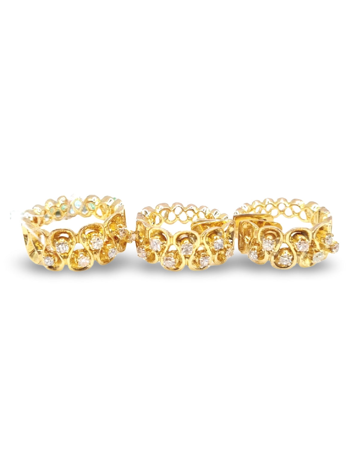 Golden Crown Deco Hoop Diamond Jewelry Set 14K