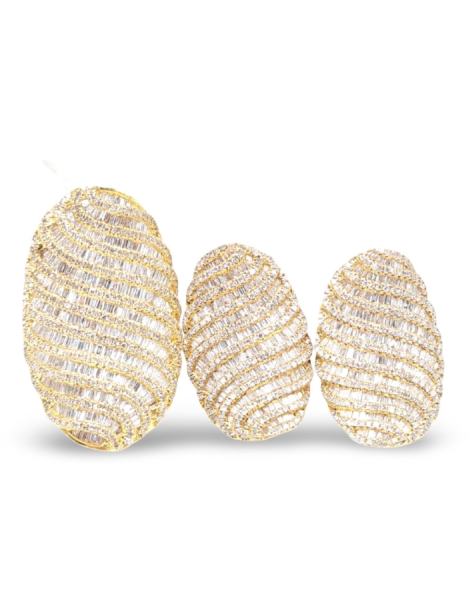 Golden Oval Baguette Statement Diamond Jewelry Set 14K
