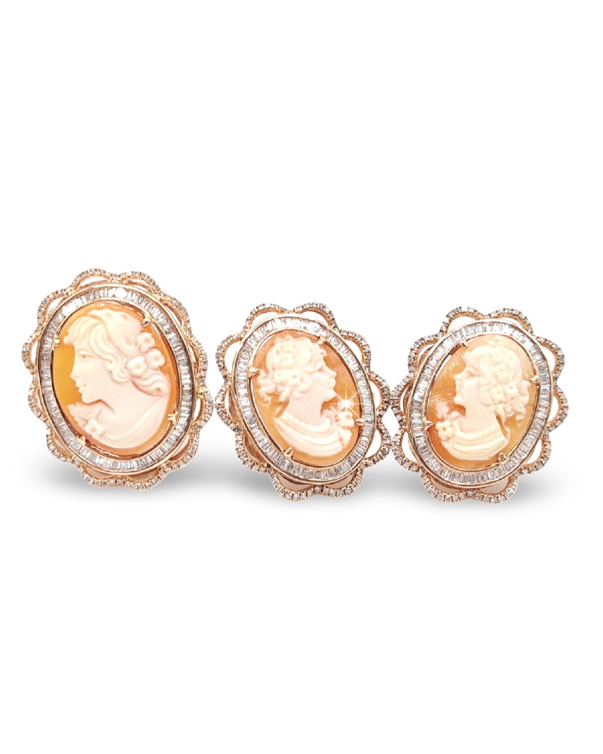 Rosegold Cameo Statement Diamond Jewelry Set 14K