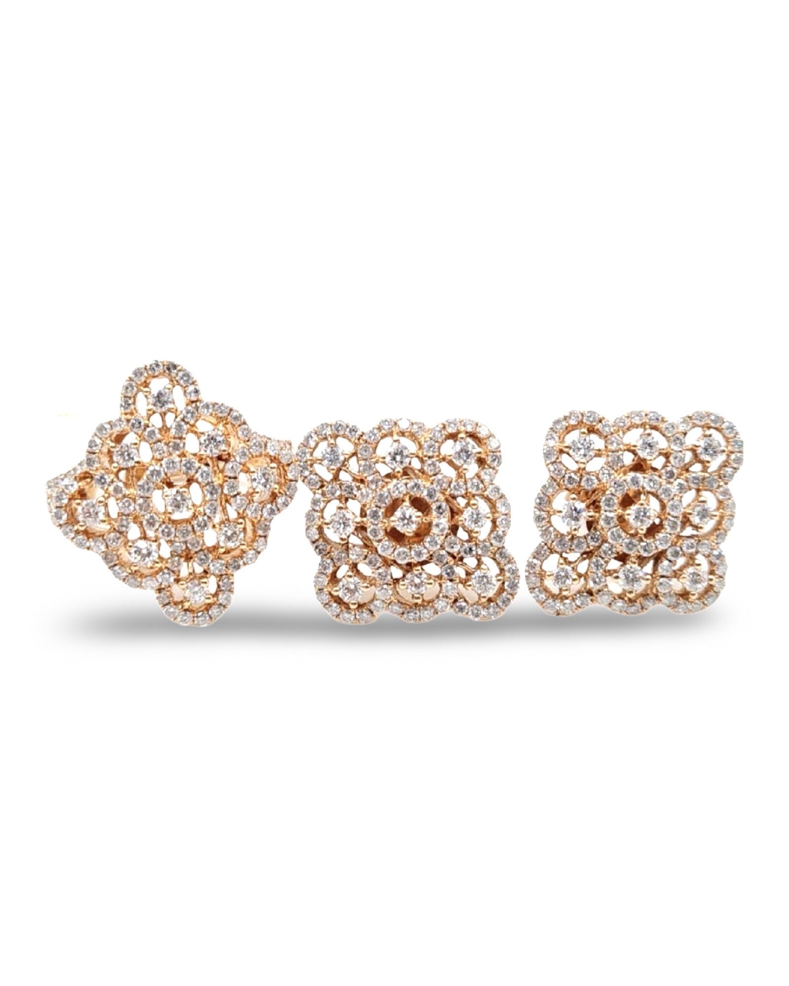 Rosegold Round Deco Diamond Jewelry Set 18K