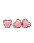 Pink Opal Gemstones Heart Halo Paved Diamond Jewelry Set 14K