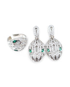 Serpent Head Dangling Diamond Jewelry Set 14K