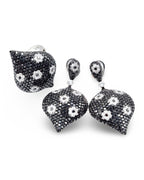 Fancy Black Diamonds Leaf Dangling Diamond Jewelry Set 18K