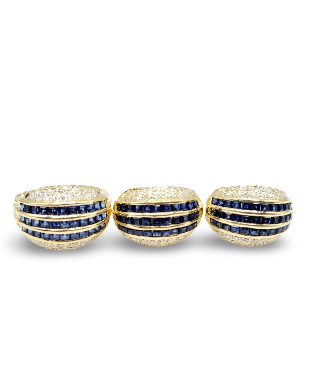 Golden Blue Sapphire Gemstones Millionaire’s Diamond Jewelry Set 18K