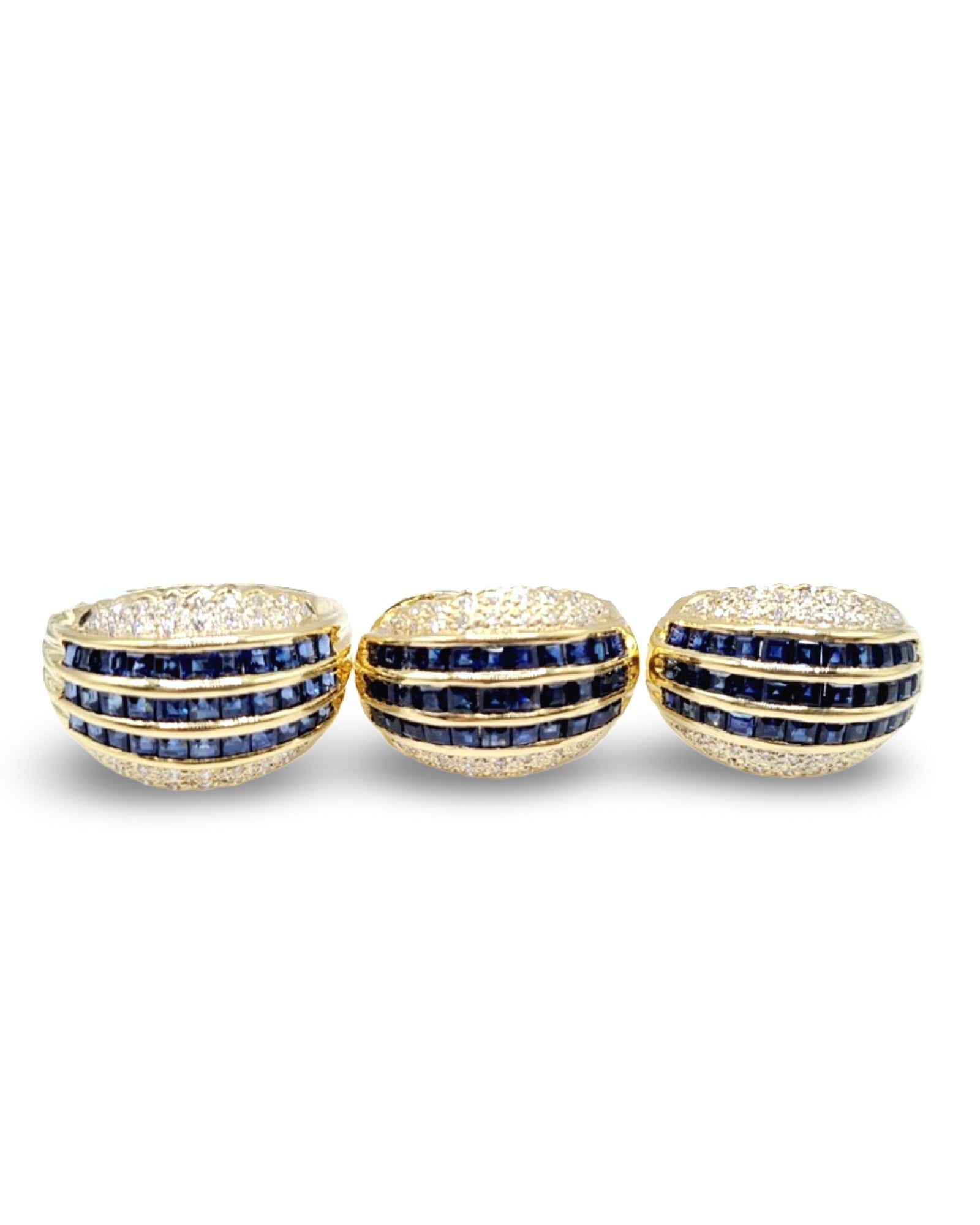 Golden Blue Sapphire Gemstones Millionaire’s Diamond Jewelry Set 18K