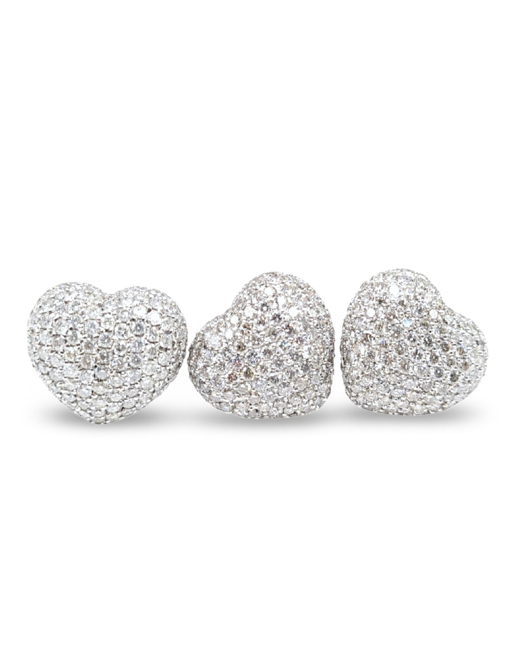 Classic Heart Puff Paved Diamond Jewelry Set 14K