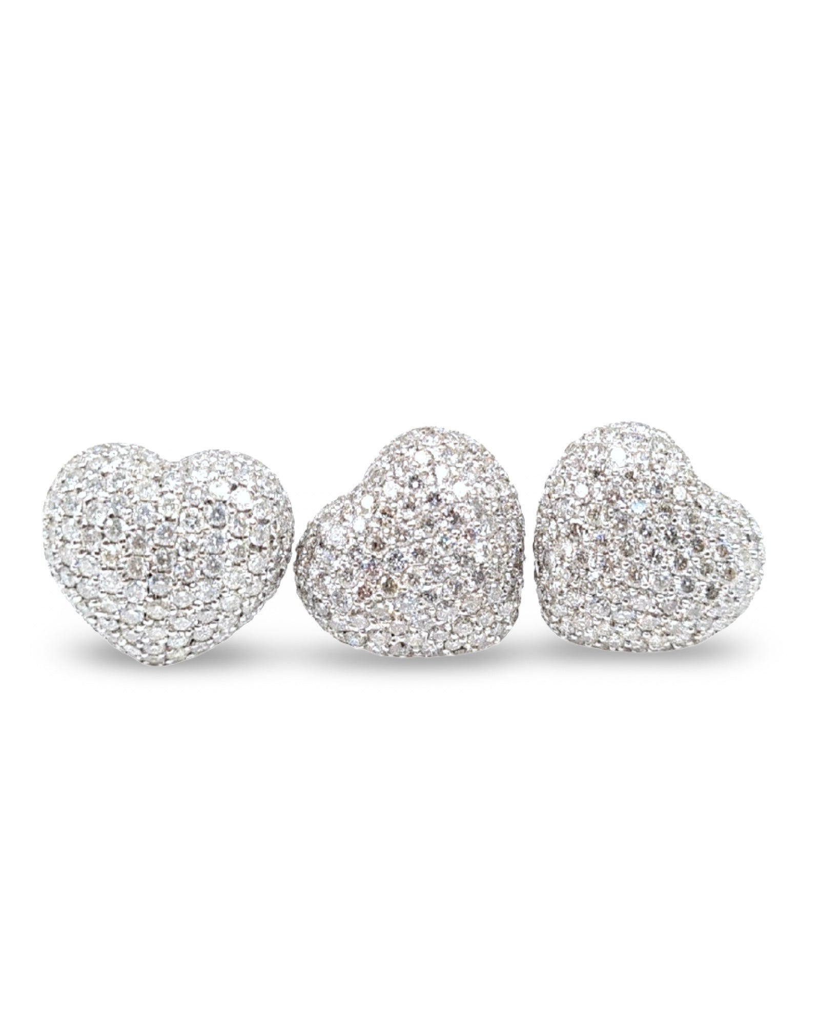 Classic Heart Puff Paved Diamond Jewelry Set 14K