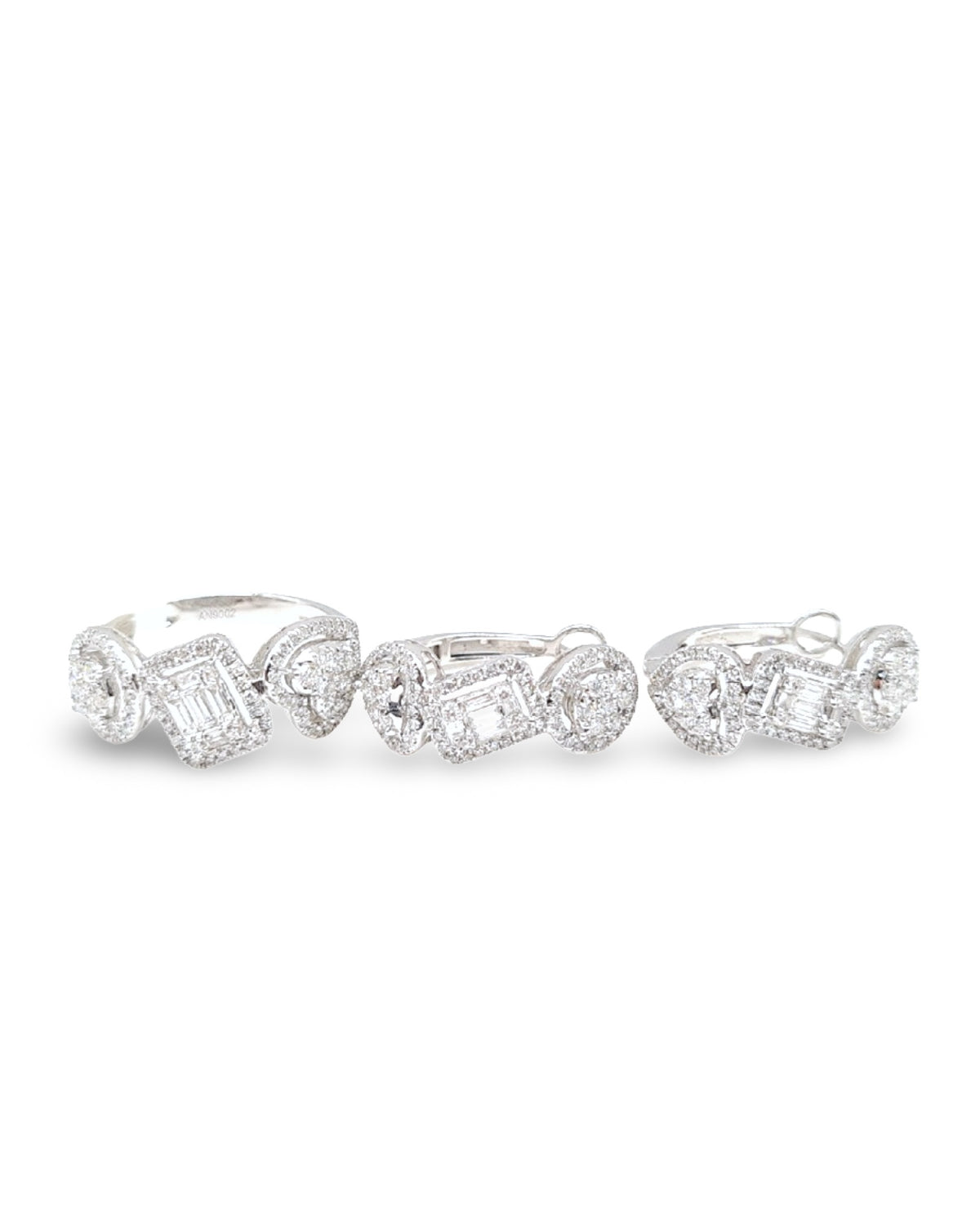Classic Hoop Cluster Shape Diamond Jewelry Set 14K