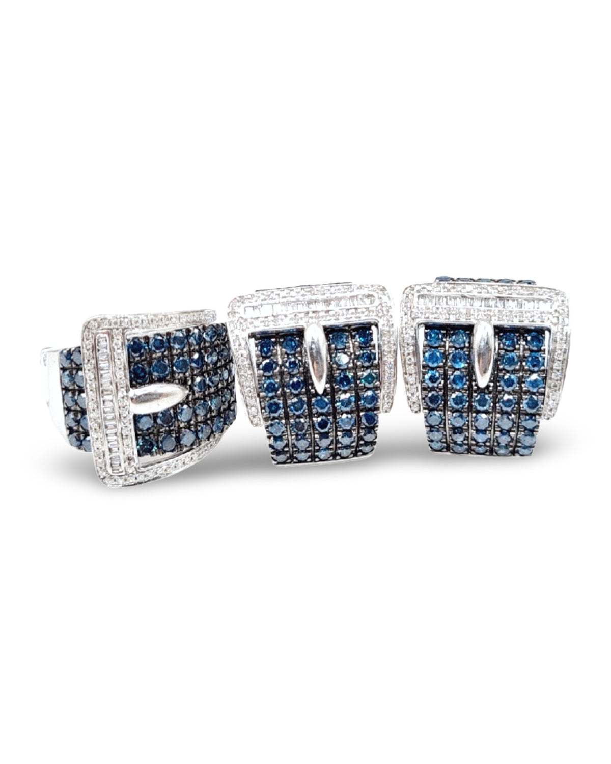 Blue Diamond Belt Statement Diamond Jewelry Set 14K