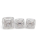 Classic Square Baguette Double Halo Diamond Jewelry Set 14K