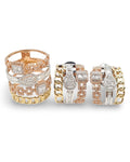 Tricolor Layered Deco Statement Diamond Jewelry Set 14K