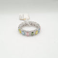 x Unisex Full Eternity Emerald Rainbow Sapphire Diamond Ring 14K