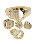 Golden Belt Buckle Statement Diamond Jewelry Set 14K