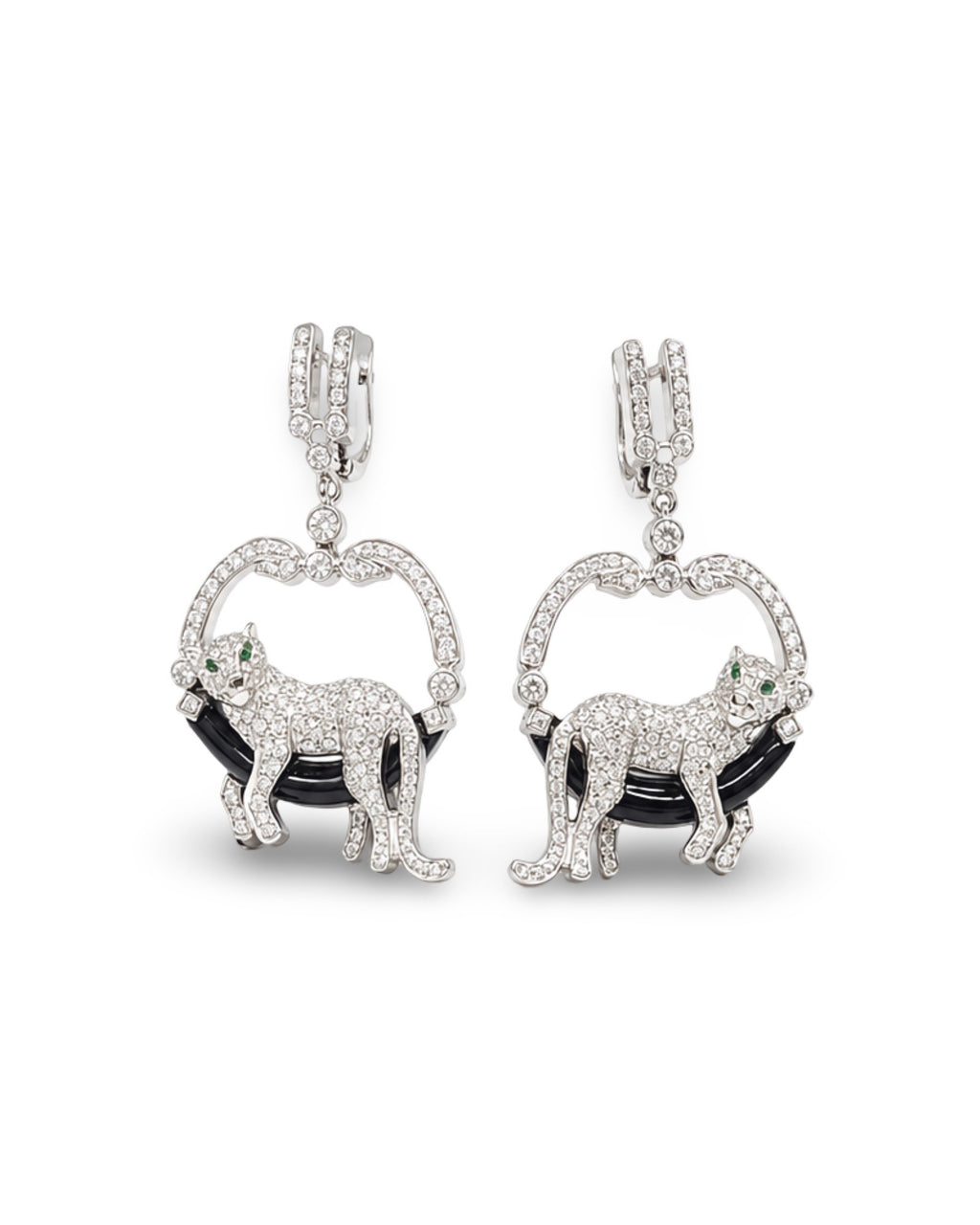 Panther Deco Drop Diamond Earrings 18K