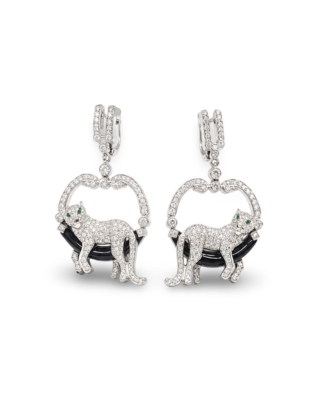 Panther Deco Drop Diamond Earrings 18K
