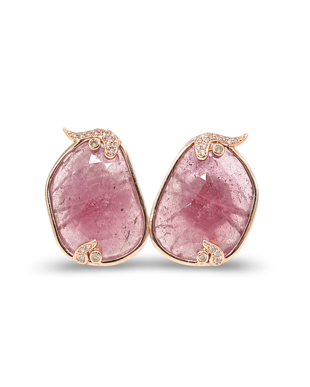 Deco Tourmaline Gemstones Diamond Earrings 18K
