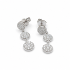 Classic Round Drop Rosette Setting Diamond Earrings 18K