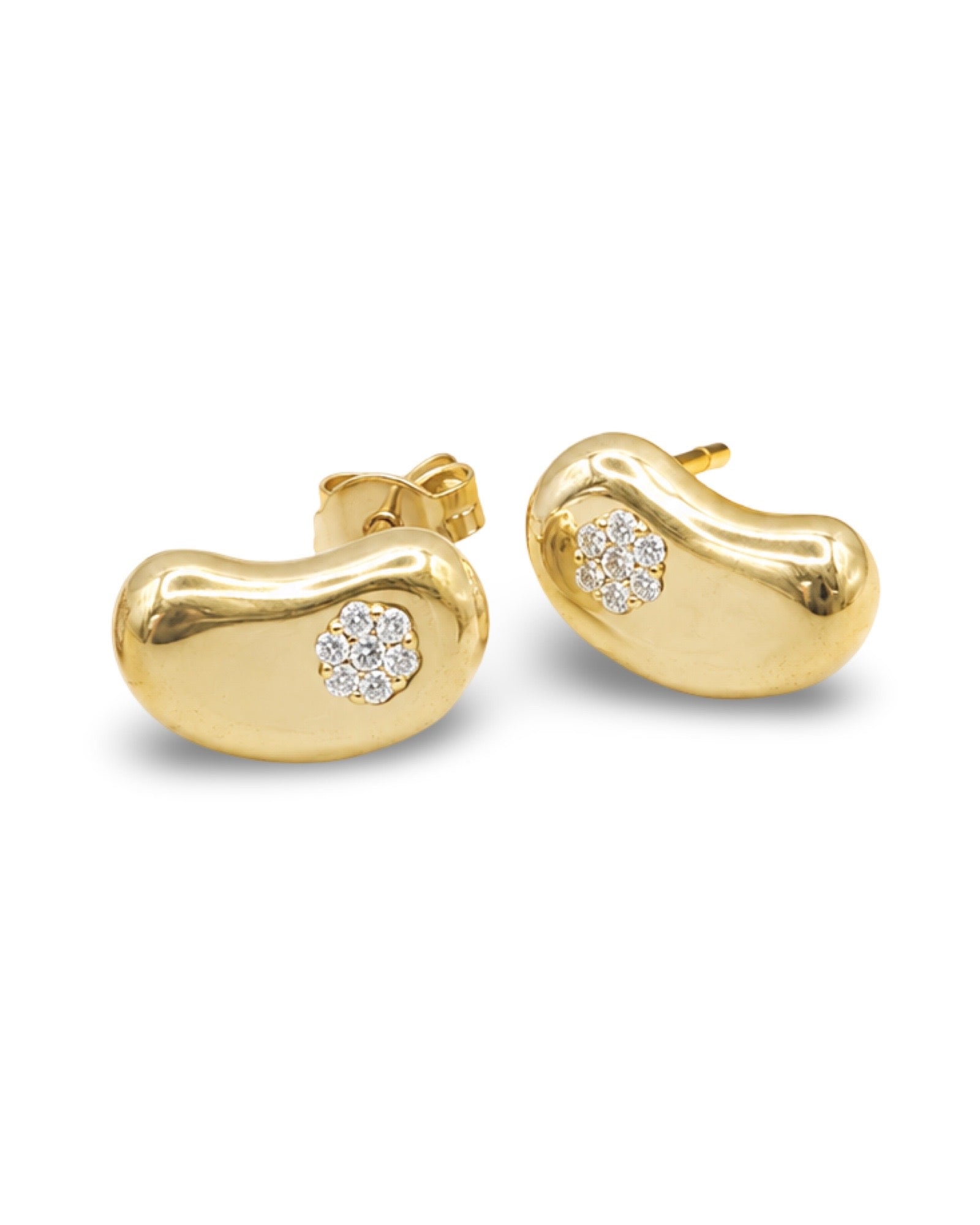 Golden Bean Deco Diamond Earrings 18K