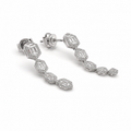 Classic Round Baguette Drop Diamond Earrings 18K