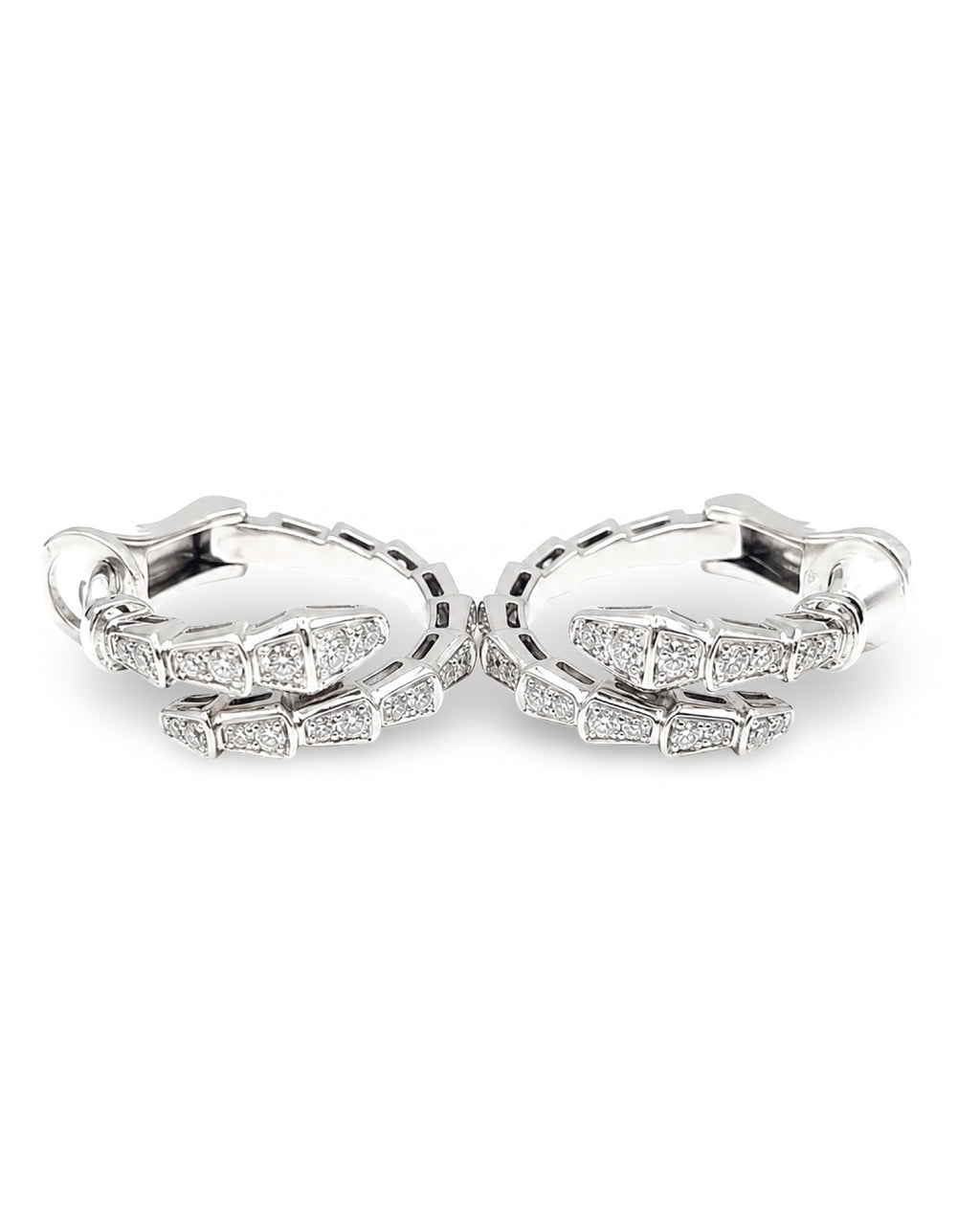 Serpent Hoop Paved Diamond Earrings 18K