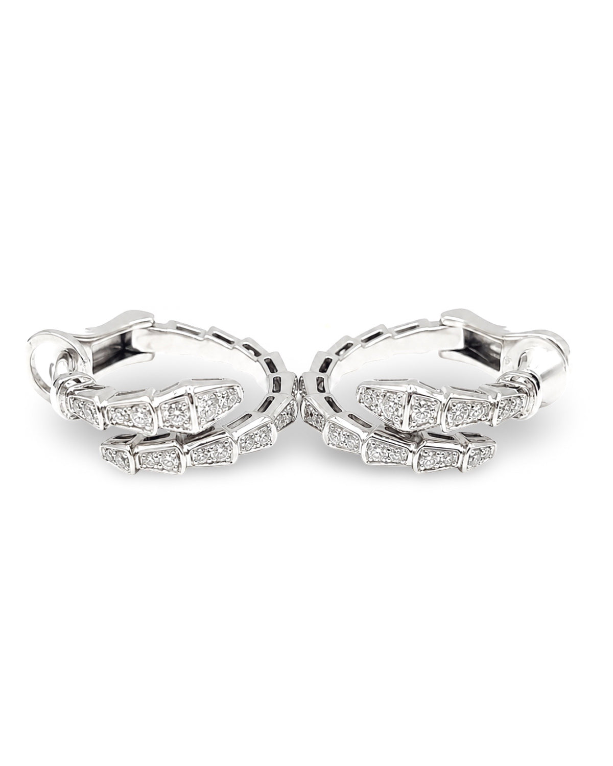 Serpent Hoop Paved Diamond Earrings 18K