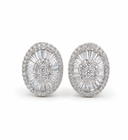 Classic Oval Baguette Diamond Earrings 18K