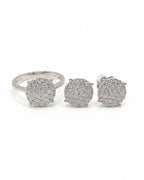 Classic Round Paved Stud Diamond Jewelry Set 14K