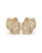 Swirl Overlap Golden Diamond Earrings 18K