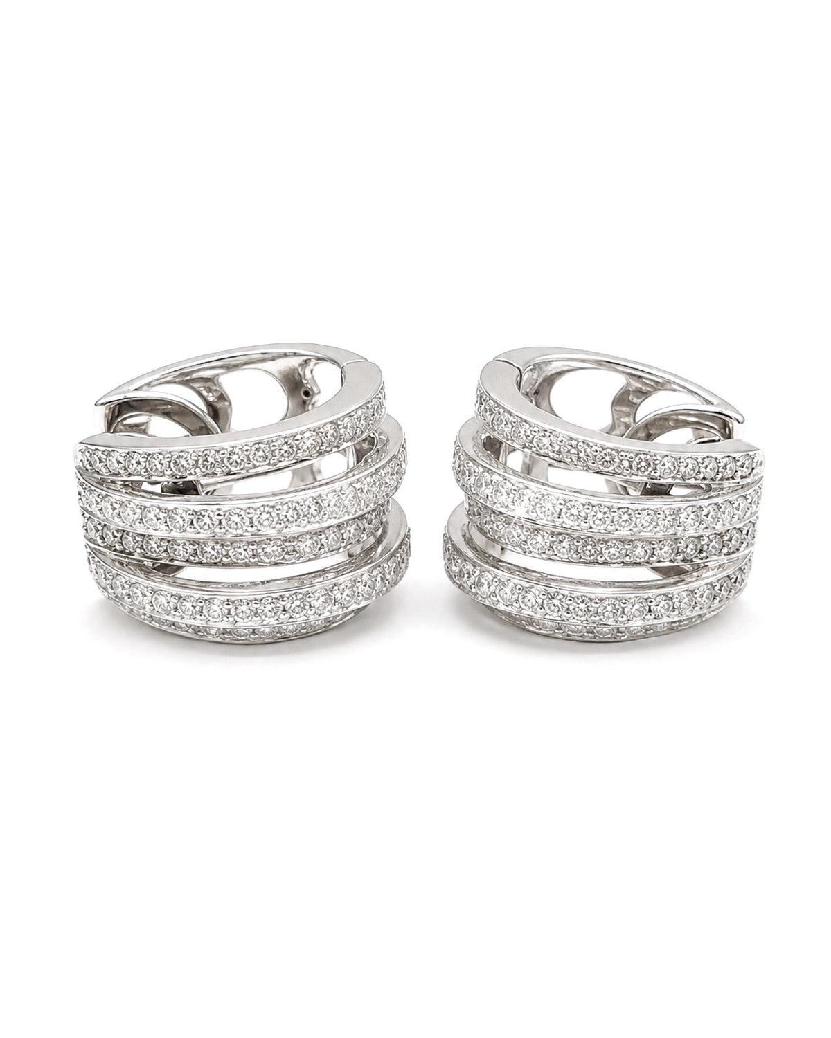 Round Layered Hoop Diamond Earrings 18K