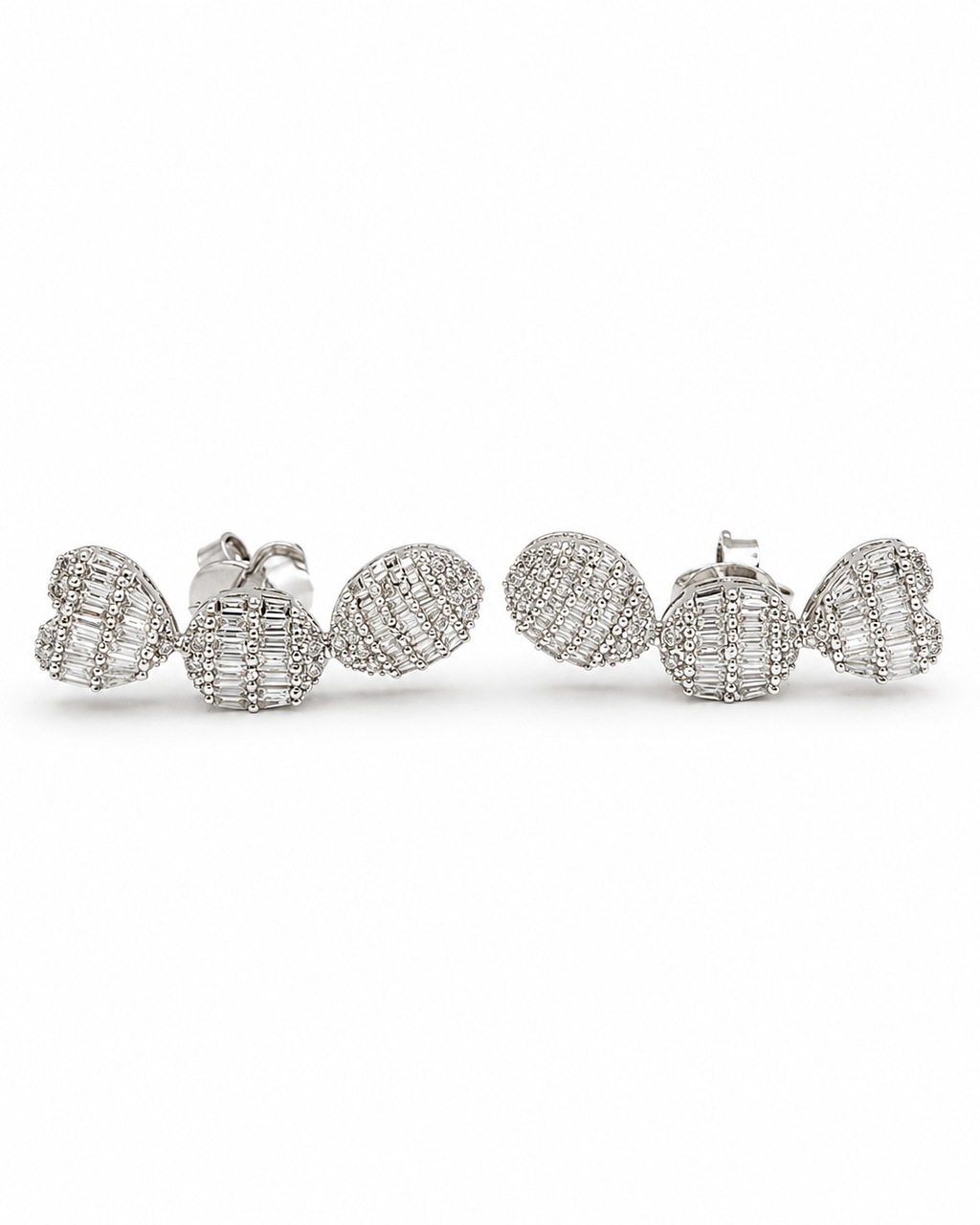 Classic Shape Heart Oval Leaf Cluster Diamond Earrings 18K