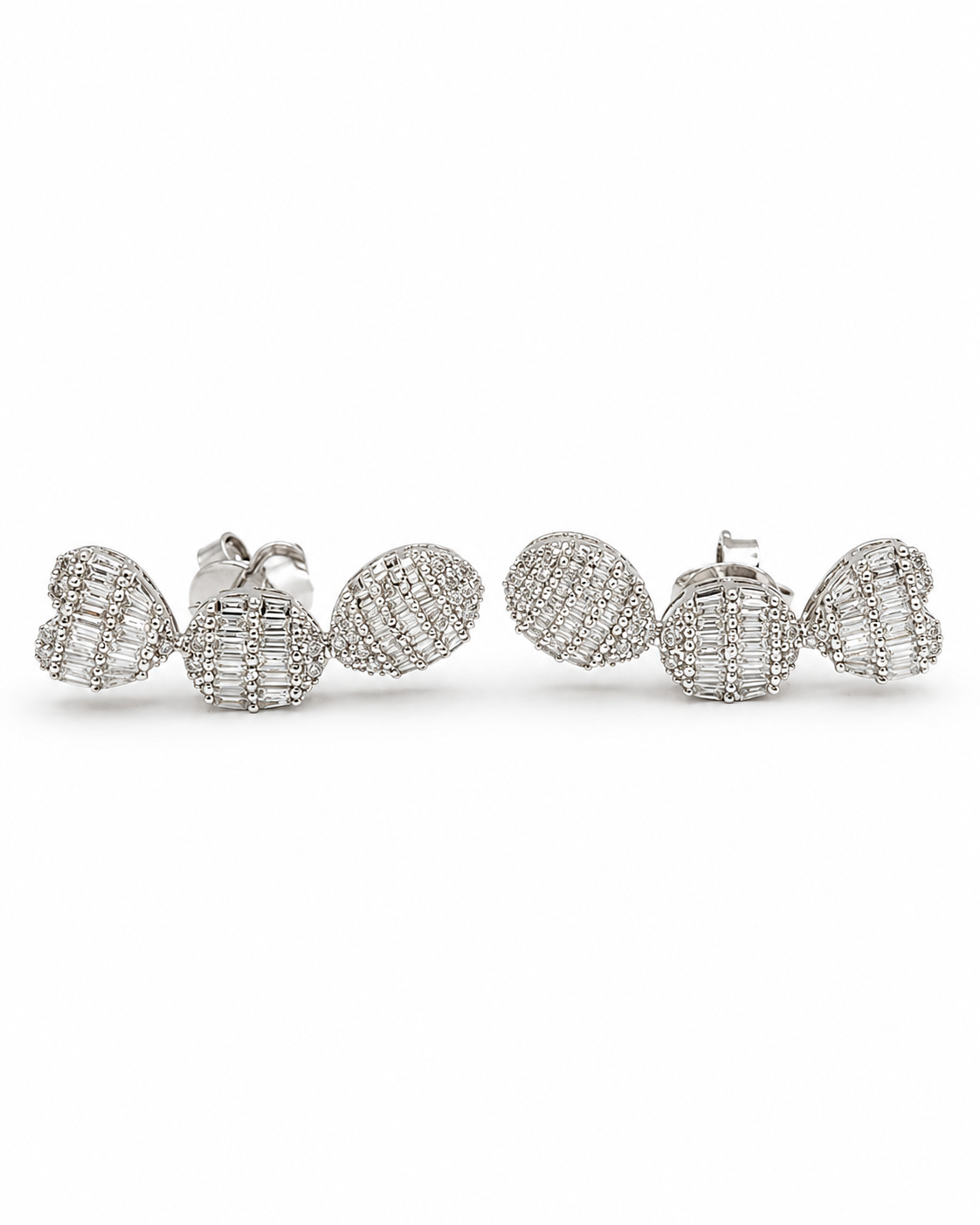 Classic Shape Heart Oval Leaf Cluster Diamond Earrings 18K