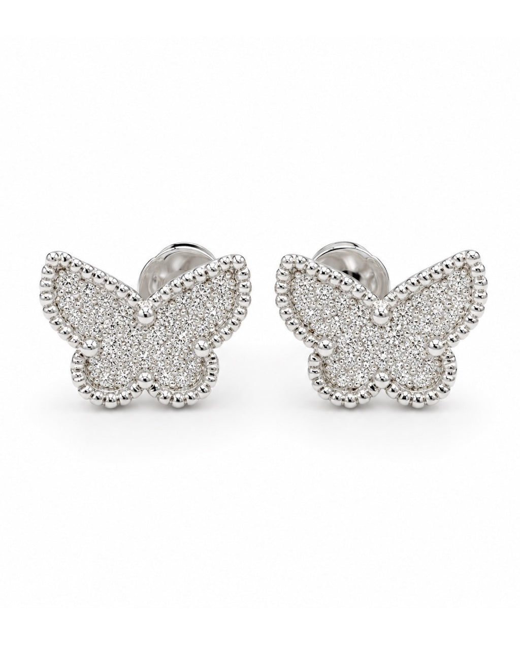 Deco Butterfly Paved Diamond Earrings 14K