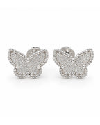 Deco Butterfly Paved Diamond Earrings 14K
