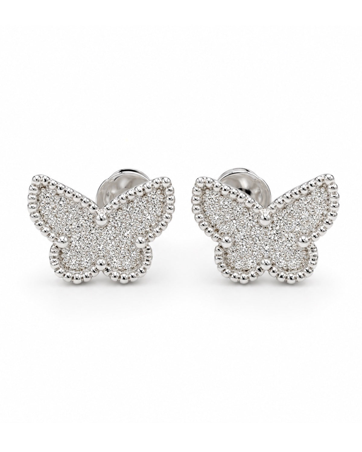 Deco Butterfly Paved Diamond Earrings 14K