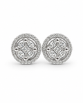 Classic Round Halo Invisible Setting Stud Diamond Earrings 18K