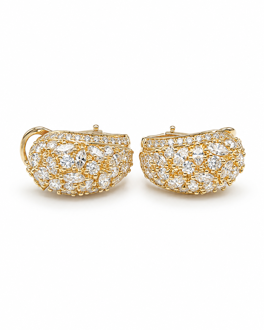 Golden Chunky Cluster Diamond Earrings 18K