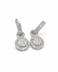 Classic Round Hoop Halo Invisible Setting Diamond Earrings 14K