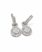 Classic Round Hoop Halo Invisible Setting Diamond Earrings 14K