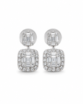 Classic Emerald Drop Dangle Diamond Earrings 18K