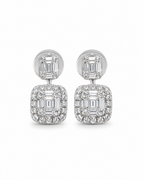 Classic Emerald Drop Dangle Diamond Earrings 18K