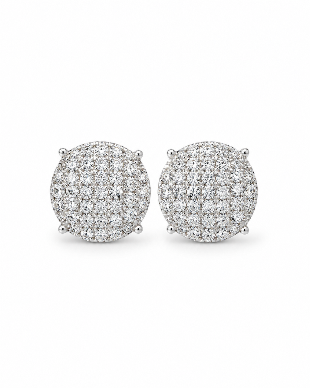 Classic Round Paved Diamond Earrings 14K