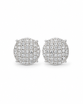 Classic Round Paved Diamond Earrings 14K