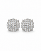 Classic Round Paved Diamond Earrings 14K