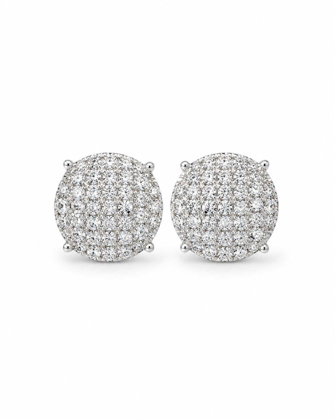 Classic Round Paved Diamond Earrings 14K