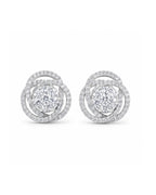 Classic Invisible Setting Round Floral Stud Diamond Earrings 18K