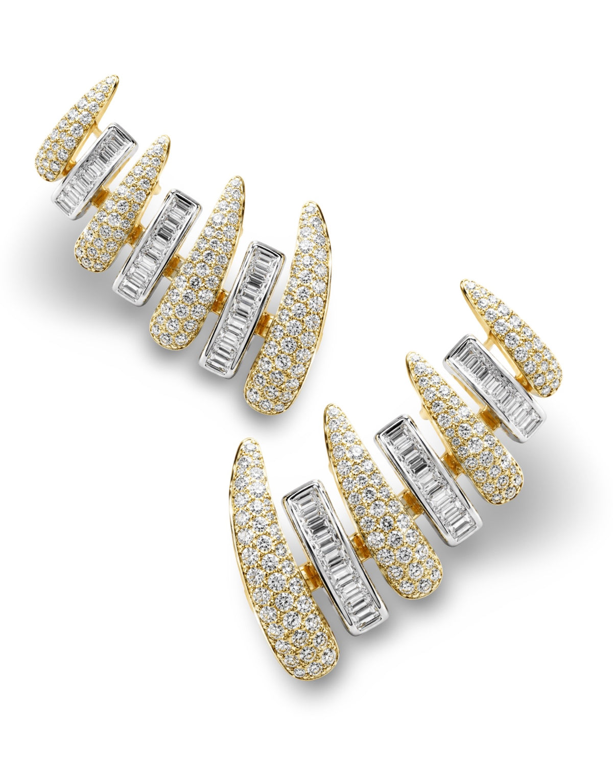 Golden Crawler Paved Statement Diamond Earrings 18K