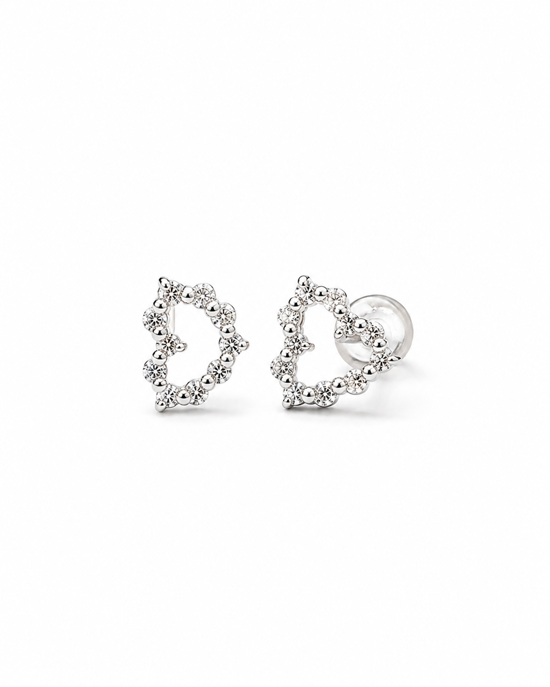 Classic Heart Stud Diamond Earrings 18K