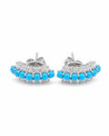 Turquoise Gemstones Hoop Diamond Earrings 18K