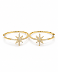 Classic Golden Star Deco Hoop Diamond Earrings 14K