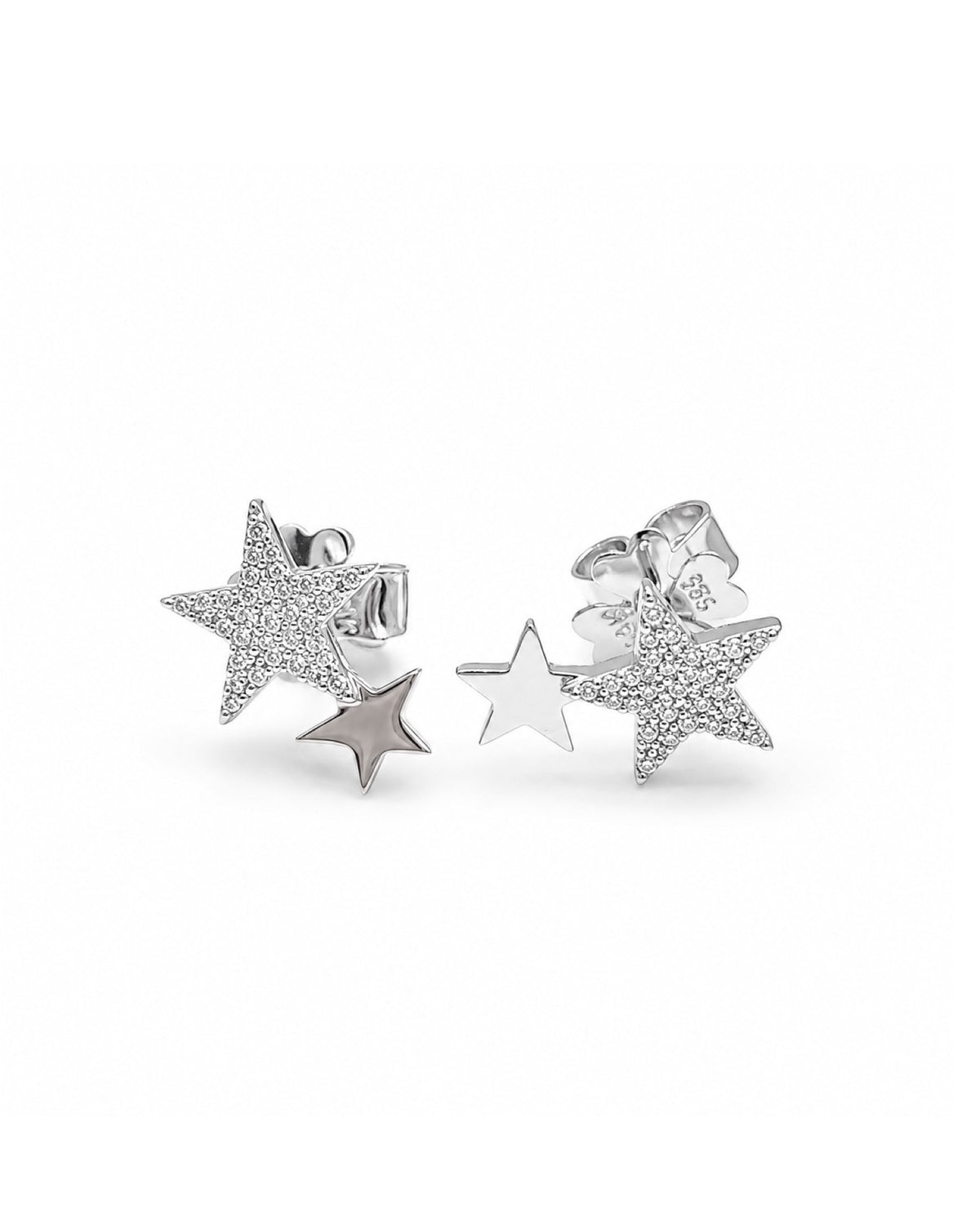 Classic Twin Star Diamond Earrings 14K